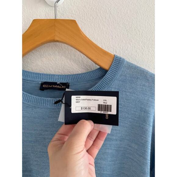 Gem Malki Men’s Paisley 100% Wool Lightweight Preppy Sweater NWT Sz XXL - Picture 3 of 6